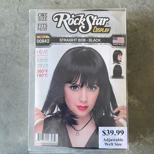 Rockstar Wigs: Straight Bob-Black Wig! New!